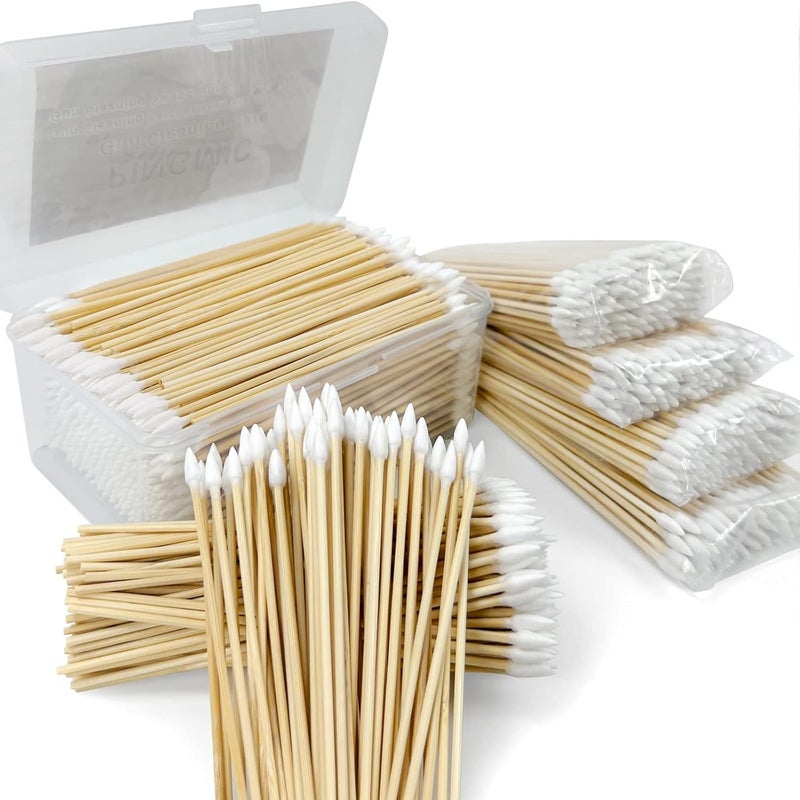 PINGMIC 500 PCS 6-Inch Precision Gun Cleaning Swabs with Storage Case - Lint-Free Bamboo-Handle Long Cotton Swabs for Gun Cleaning, Makeup & Electronics - Image 1